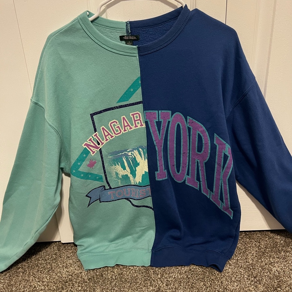 Target Wild Fable Green and Blue Graphic Sweatshirt